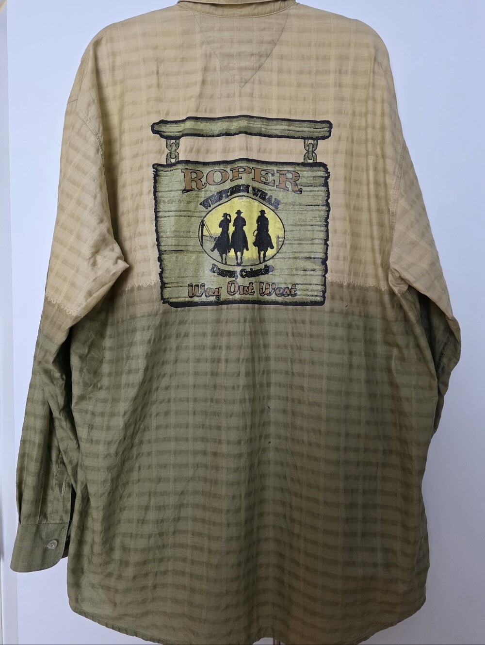 Roper Men's Gradient Tan to Olive Western Button-Down Shirt Sz XL